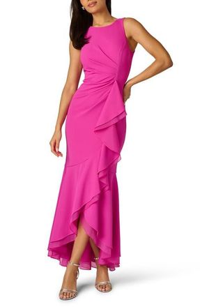 Adrianna Papell Ruffle Crepe Mermaid Gown in Radiant Fuchsia at Nordstrom, Size 18