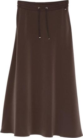 Herno Rokken, Dames, Bruin, M, Satijn, Matt Crepe Satijnen Rok