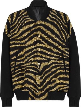 Balmain Metallic Zebra Print Band Collar Jacket