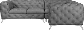 HOME AFFAIRE Chesterfield-Sofa »Ecksofa GLYNIS L-Form mit Wellenunterfederung, Masse B/T/H 264/204/75cm« aufwändige Knopfheftung, moderne Chesterfield Optik, Fussf