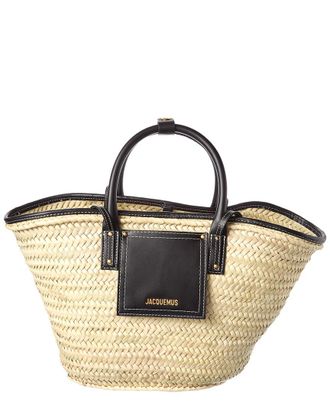 Jacquemus Soli Raffia & Leather Trim Tote