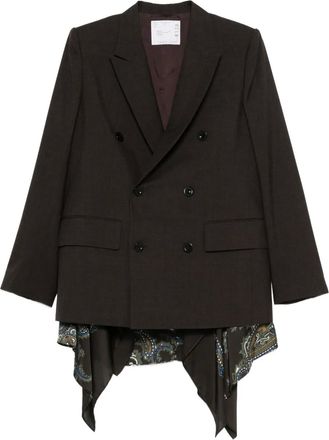 sacai double-breasted paisley blazer - Brown