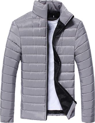 Generic Down Jacket Men Winter, Quilted Jacket Men Full Zip Puffer Jackets Lightweight Stand Collar Padded Coat Casual Padded Jacket For Men Cotton Jacket Coa