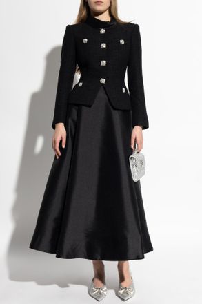 Self Portrait Dress Made Of Combined Fabrics, Womens, Black