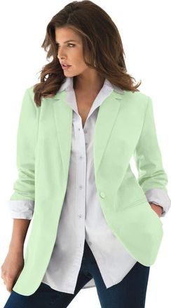 Roaman's Plus Size Relaxed Boyfriend Blazer in Green Mint at Nordstrom, Size 42
