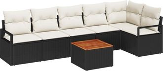 vidaXL Garden Sofa Set with Cushion 7 pcs Black Poly rattan Vidaxl