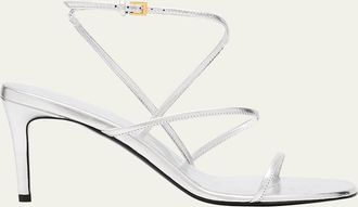 Khaite Strappy Metallic Ankle-Strap Sandals