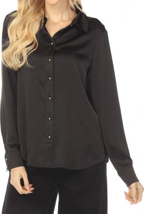 Joseph Ribkoff Rhinestone Cowl Back Satin Blouse In Black