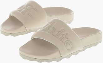 Off-white Leather Solid-Color Slides with Sponge Sole size 39