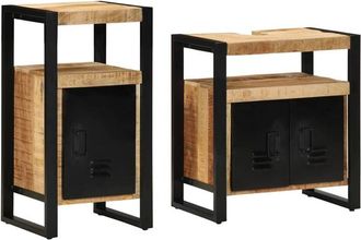 vidaXL Juego De Muebles De Ba&ntilde;o 2 Pcs Madera De Mango Maciza Y Rugosa Vidaxl