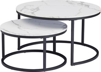 OEM Mesa De Centro Para Sal&oacute;n, M&aacute;rmol Blanco, Combinaci&oacute;n De Madera
