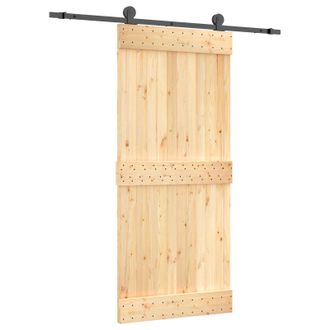 vidaXL Puerta Corredera Natural Y Negro 90 X 210 Cm Vidaxl