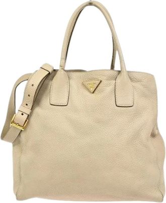 Prada Pre-owned Tote Bags, female, Beige, Size: ONE SIZE Pre-owned Convertible open shopping tote