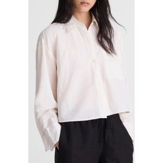 Madewell Linen & Cotton Straight Hem Shirt in Ivory Linen at Nordstrom, Size Xx-Large