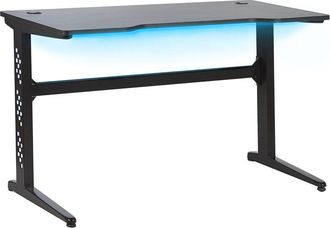 Beliani Beliani - Escritorio Para Jugadores Patas De Metal Mdf Negro Rectangular 120 X 60 Cm Con Luces Rgb Oficina En Casa Dise&ntilde;o Moderno Dexter