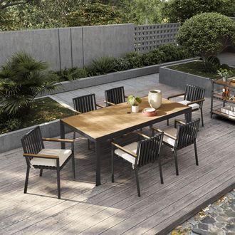 Castlery Aluminum Frame Outdoor Dining Table, Shaped Tube for Multi Color