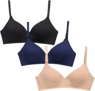 Lands End Soft Essential 3-Pack Assorted Bralettes in Clay/Navy/Black at Nordstrom Rack, Size 34B