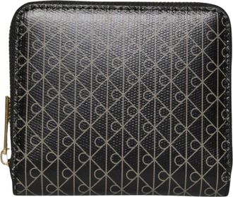Calvin Klein Emblem Portemonnee met Rits - Dames - Accessoires - Zwart - Maat: ONE Size Poliester