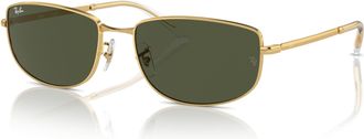 Ray-Ban Green Rectangular Unisex Sunglasses RB3732 001/31 59