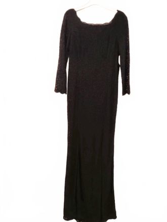 Adrianna Papell Womens Floral Lace Long-Sleeve Maxi Dress In Black