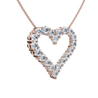 Pompeii3 2Ct Diamond Heart Pendant 10k Gold Lab Grown 7/8 Tall Necklace