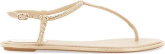 Rene Caovilla Diana Minimalist Embellished Flat Leather Sandals