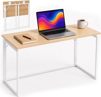 Relaxdays Relaxdays Escritorio 74&times;100&times;50 Cm, Plegable, Ahorra Espacio, Mesa De Trabajo Home Office, Natural/blanco