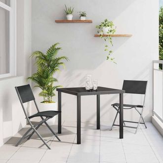 Berkfield Home 3 Piece Garden Dining Set Black Textilene & Steel