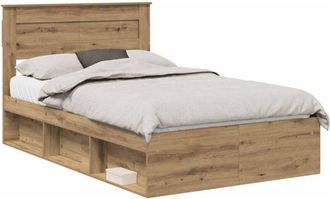 vidaXL Estructura De Cama Con Cabecera Roble Artesanal 135 X 190 Cm Vidaxl