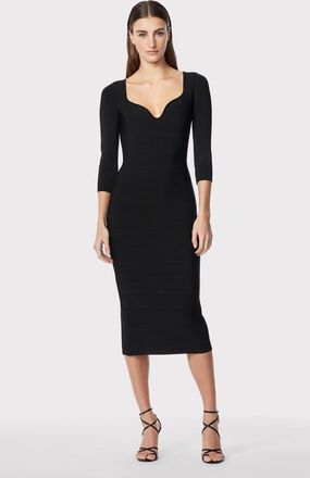 H&eacute;rve L&eacute;ger Icon Sweetheart Midi Dress in Black at Nordstrom, Size Xx-Small
