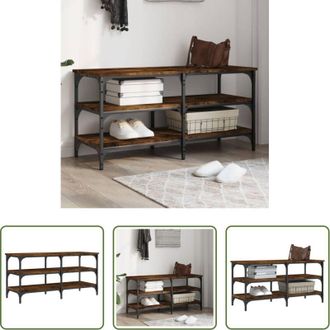 vidaXL Scarpiera - Panca Porta Scarpe Rovere Fumo 100x38,5x49cm Legno Multistrato