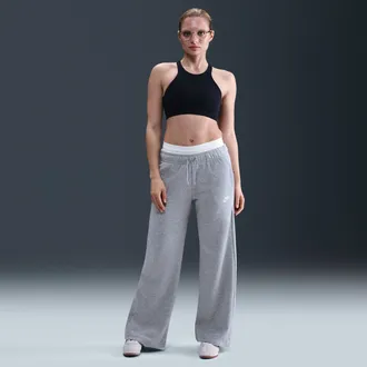 Nike Womens Nike Sportswear Club Fleece Mid-Rise Wide-Leg Sweatpants in Grey | FB2727-063
