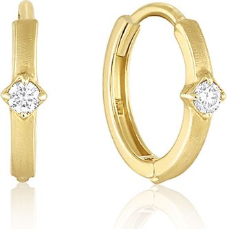 Set & Stones Lima 14k Gold Diamond Huggies in Yellow Gold at Nordstrom