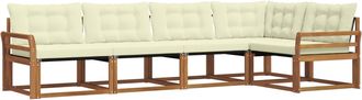 vidaXL Conjunto De Sof&aacute;s De Exterior 5 Uds. Natural Y Crema Vidaxl