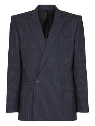 Balmain pinstripe double-breasted blazer - men - Virgin Wool/Elastane/Cupro - 56 - Blue