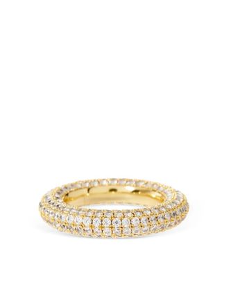 Luv AJ Pave Amalfi ring - women - Swarovski Crystal/Brass - 6 - Gold