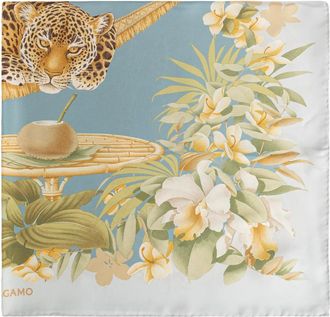 Ferragamo Accessoires, Dames, Veelkleurig, ONE Size, Bamboe, Relax Zijden Sjaal