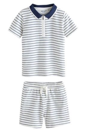 Next Kids Stripe Polo & Shorts Set in White at Nordstrom, Size 12-18M