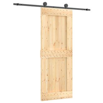 vidaXL Puerta Corredera Natural Y Negro 80 X 210 Cm Vidaxl