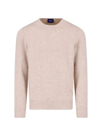 Drumohr Beige Cashmere Crewneck Sweater