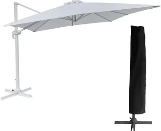 Happy Garden Sombrilla rectangular 3x4m lona blanca con funda