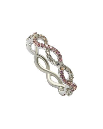 Suzy Levian Silver 0.02 Ct. Tw. Diamond & Sapphire Eternity Ring