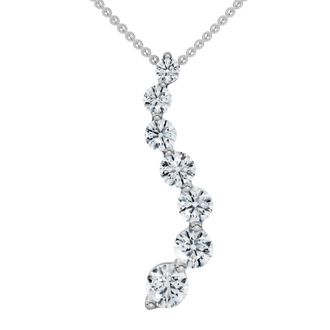Pompeii3 F/VS 3Ct Diamond Journey Pendant Gold Womens Necklace Lab Grown