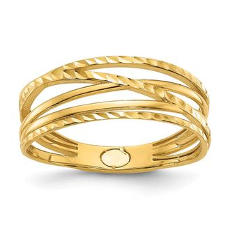 Diamond2Deal 14k Yellow Gold Polished and Diamond-cut Criss Cross Ring