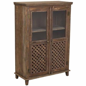 Wanderlust Deco Armario de madera marr&oacute;n de 2 puertas 80x36x115h cm