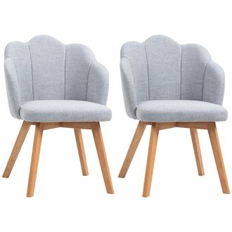 OEM Set De 2 Sillas De Comedor Tapizada En Lino Sint&eacute;tico Con Asiento Y Respaldo Acolchados Carga 120 Kg 58x60x82 Cm Gris
