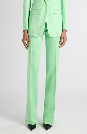 Tom Ford Washed Duchesse Satin Trousers in Summer Green at Nordstrom, Size 10 Us