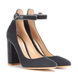 Generic Womens Velvet Chunky Block Heel Mary Janes Shoes, Comfortable Round Closed Toe Banquets Pumps, Elegant Ankle Strap Party Prom Dress High Heels Shoes,G