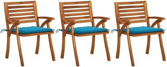 vidaXL Sillas De Comedor Jard&iacute;n Con Cojines 3 Uds Madera Maciza Acacia Vidaxl