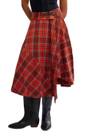 Free People Take Me Along Tartan Circle Skirt in Red/Black Combo at Nordstrom Rack, Size 0